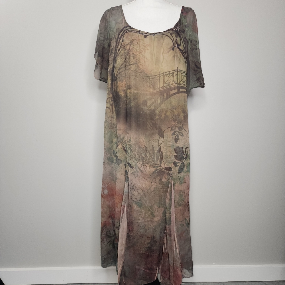 Cal Style Chiffon Lagenlook‎ Layered Midi Dress XL